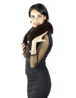 Brosche abnehmbaren Fuchspelzkragen mit Bogen und Pompons collo pelliccia col fourrure fur collar – Bild 3