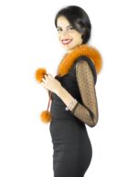 Воротник оранжевые лисы феи с кружевами и пом POMS Pelzkragen col fourrure collo pelliccia fur collar — изображение 3
