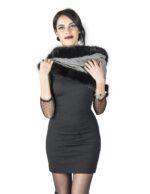 Neck Schwarz-Weiß-Haube Stoff und Nerz Schwänze ворот шерсти fur collar collo pelliccia col fourrure 毛領 – Bild 3