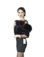Collo cappuccio in velluto e volpe colore nero ворот шерсти fur collar Pelzkragen col fourrure 毛領