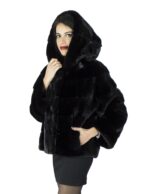 46 schwarze nerz pelz jacke mit kapuze pelz nerz pelz mex hopkn fourrure vison 水貂皮草 – Bild 3