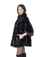 46 Mantel schwarz Pelzkap Krater Hals Nerz fur mink Pelliccia mex hopkn fourrure vison 水貂皮草 – Bild 3