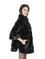 46 Mantel schwarz Pelzkap Krater Hals Nerz fur mink Pelliccia mex hopkn fourrure vison 水貂皮草 – Bild 4