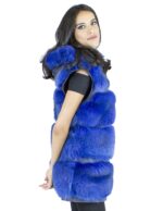 Gilet volpe bluette cappuccio taglia 46 fourrure renard fox fur лисицы Fuchspelz