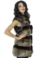 Smanicato volpe nappa marrone sfumato colletto italiano 40 gilet chiusura cerniera