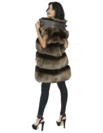 Smanicato volpe nappa marrone sfumato colletto italiano 40 gilet chiusura cerniera
