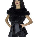 Smanicato volpe kid nero guru cintura pelle 46 меха Fuchspelz fox fur 狐狸毛 fourrure renard