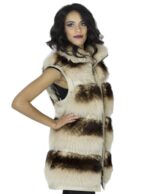 Smanicato volpe nappa panna colletto italiano 42 sfumato marrone chiusura zip