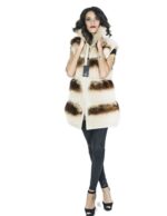 Smanicato volpe nappa panna colletto italiano 42 sfumato marrone chiusura zip