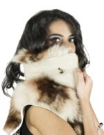 Smanicato volpe nappa panna colletto italiano 42 sfumato marrone chiusura zip