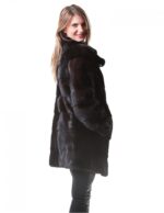 PELLICCIA VISONE DONNA CAPPOTTO BRASCHI MOGANO NATURALE