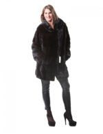 PELLICCIA VISONE DONNA CAPPOTTO BRASCHI MOGANO NATURALE