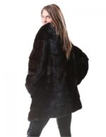 PELLICCIA VISONE DONNA CAPPOTTO BRASCHI MOGANO NATURALE
