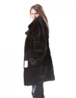 PELLICCIA VISONE DONNA CAPPOTTO BRASCHI MOGANO NATURALE