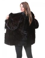 PELLICCIA VISONE DONNA CAPPOTTO BRASCHI MOGANO NATURALE