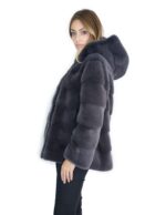 Горизонтальные норковая шуба с капюшоном 48-50 антрацит fourrure de vison mink fur Nerz — изображение 3
