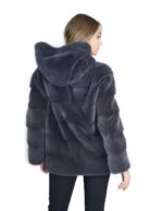 Горизонтальные норковая шуба с капюшоном 48-50 антрацит fourrure de vison mink fur Nerz — изображение 6