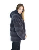 Горизонтальные норковая шуба с капюшоном 48-50 антрацит fourrure de vison mink fur Nerz — изображение 4