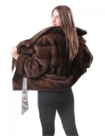 48 pelliccia visone giacca donna modello kimono scanbrown