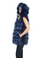 Blue fox fur vest with suede and hood 48 volpe Fuchs renard - Image 3