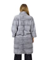42 Cappotto di visone orizzontale zaffiro collo coreana 98 cm fourrure de vison mink fur Nerz