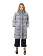 42 Cappotto di visone orizzontale zaffiro collo coreana 98 cm fourrure de vison mink fur Nerz