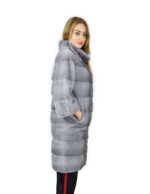 46 Horizontal sapphire mink coat with mandarin collar 98 cm fourrure de vison mink für Nerz - Image 4