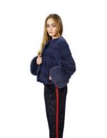44 horizontal mink jacket blue jeans with fox wrists fourrure de vison pelliccia visone Nerz - Image 3