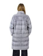 46 Cappotto 102 cm di visone orizzontale zaffiro collo coreana fourrure de vison mink fur Nerz
