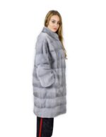 46 Cappotto 102 cm di visone orizzontale zaffiro collo coreana fourrure de vison mink fur Nerz