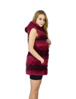 44 Pelliccia Rex fucsia sfumato smanicato con cappuccio fur rex pelz мех рекс fourrure