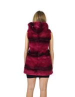 44 Pelliccia Rex fucsia sfumato smanicato con cappuccio fur rex pelz мех рекс fourrure