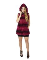 44 Pelliccia Rex fucsia sfumato smanicato con cappuccio fur rex pelz мех рекс fourrure
