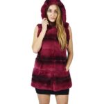 44 Pelliccia Rex fucsia sfumato smanicato con cappuccio fur rex pelz мех рекс fourrure