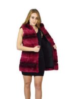 44 Pelliccia Rex fucsia sfumato smanicato con cappuccio fur rex pelz мех рекс fourrure