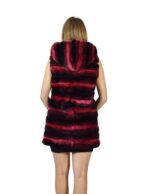 42 Pelliccia Rex fucsia e nero sfumato smanicato cappuccio cerniera fur rex pelz мех рекс fourrure