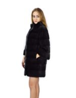 46 Cappotto di visone orizzontale grigio collo coreana 88 cm fourrure de vison mink fur Nerz