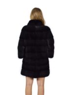 46 Cappotto di visone orizzontale grigio collo coreana 88 cm fourrure de vison mink fur Nerz