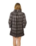 44 Cappotto di visone orizzontale blue irish collo coreana 88 cm fourrure de vison mink fur Nerz