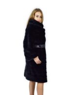 71/5000 48 Горизонтальная норка пальто синий шейный капюшон жесткая кожа fur mink pelliccia visone fourrure vison — изображение 5