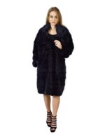 71/5000 48 Горизонтальная норка пальто синий шейный капюшон жесткая кожа fur mink pelliccia visone fourrure vison — изображение 6