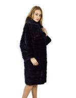 71/5000 48 Горизонтальная норка пальто синий шейный капюшон жесткая кожа fur mink pelliccia visone fourrure vison — изображение 7
