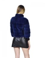 44 Giacca donna visone lapis blu orizzontale con zip e trasporto pelle vison норка fur mink Nerzpelzes fourrure