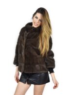 Giacca in pelliccia di visone orizzontale fango asfalto 48 fur mink Nerz pelz мех норки