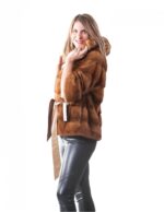 PELLICCIA DONNA GIACCA VISONE MODELLO KIMONO COLORE HONEY