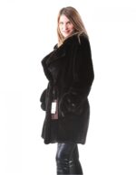 Women's fur coat mink whole skin black nafa 44 - Image 3