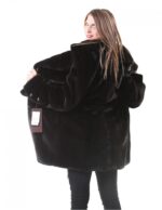 Women's fur coat mink whole skin black nafa 44 - Image 6