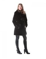 Women's fur coat mink whole skin black nafa 44 - Image 5