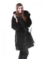 PELLICCIA DONNA VISONE CAPPOTTO MANAKAS BLACK ORIZZONTALE