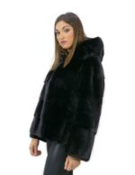 Jacket mink fur horizontal black hood 50 fourrure de vison pelliccia visone Nerz - Image 3